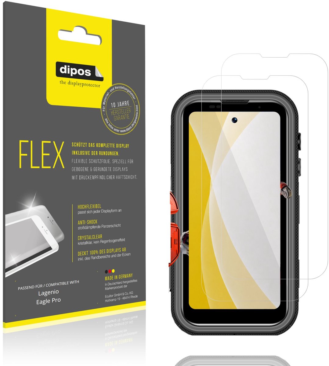 dipos – 2x Beschermfolie geschikt voor Lagenio Eagle Pro | 3D Full Cover Screenprotector | 100% Passend