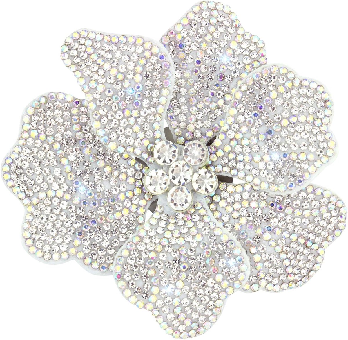 8,5 cm Haarspeld Kunstkristal Dubbele Bloemblaadjes Broche Corsage Hoofdsieraad Bloem Haar Pin Accessoires voor Vrouwen Meisjes Party Wit