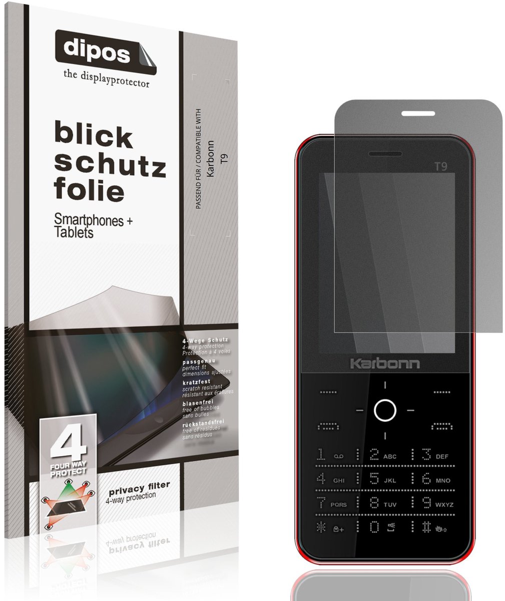 dipos – Matte Privacy Screenprotector geschikt voor Karbonn T9 | Anti-Spy Beschermfolie