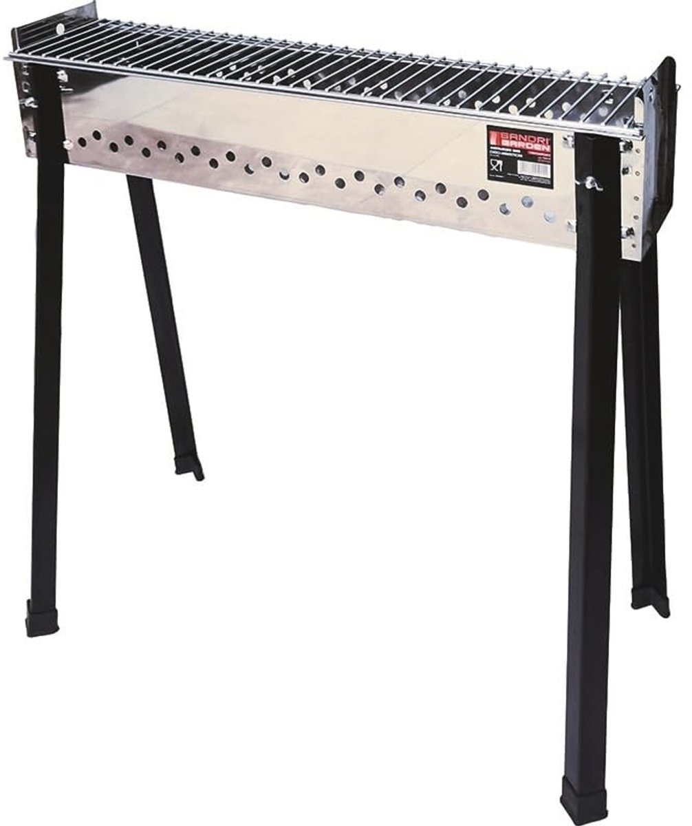 Omgoods - Grillskewer van Gecoat Staal - Verwijderbare met Chromeplaat Rooster