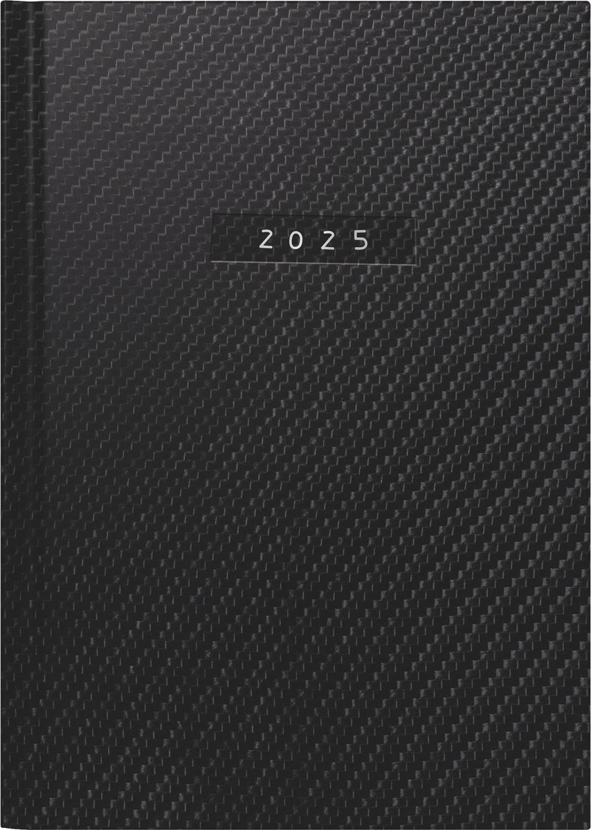 Omgoods - Buchkalender Modell Futura 2 (2025) - A5, 176 pagina's, zwart kunstleer