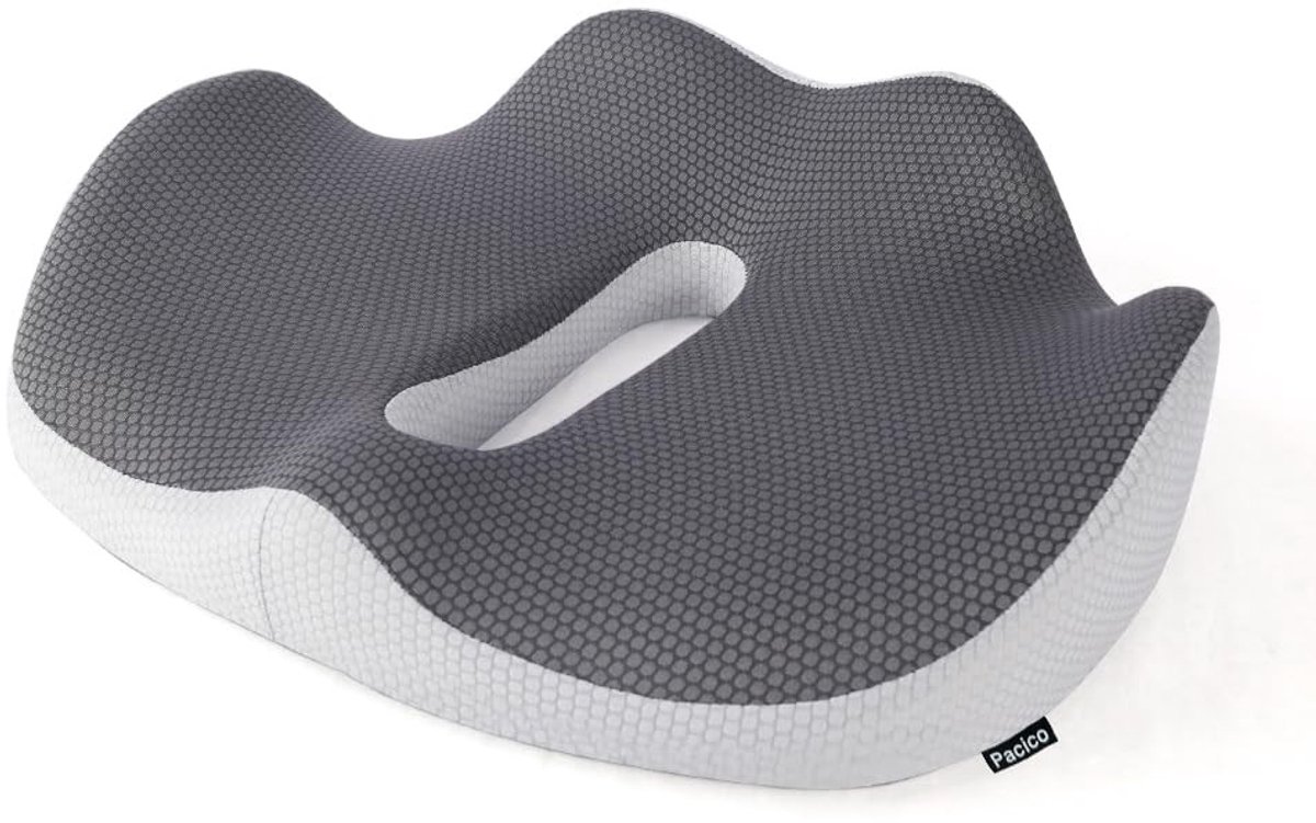 Omgoods - Memory Foam Zitkussen voor Kantoorstoel en Auto - Pijnverlichting en Antislip Onderkant