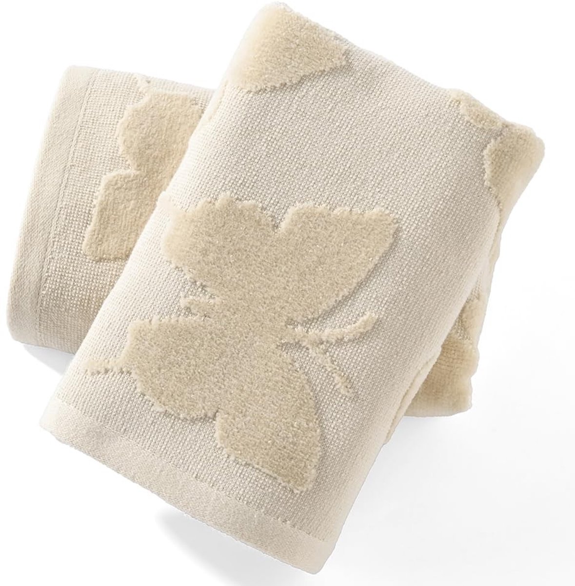 Omgoods - Decoratieve Handdoek Set van 2, Super Zacht Katoen met Vlinderpatroon