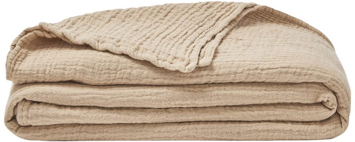 Omgoods - Jazz Cotton Gauze Dekentje 130 x 170 cm Effen Biscuit Beige
