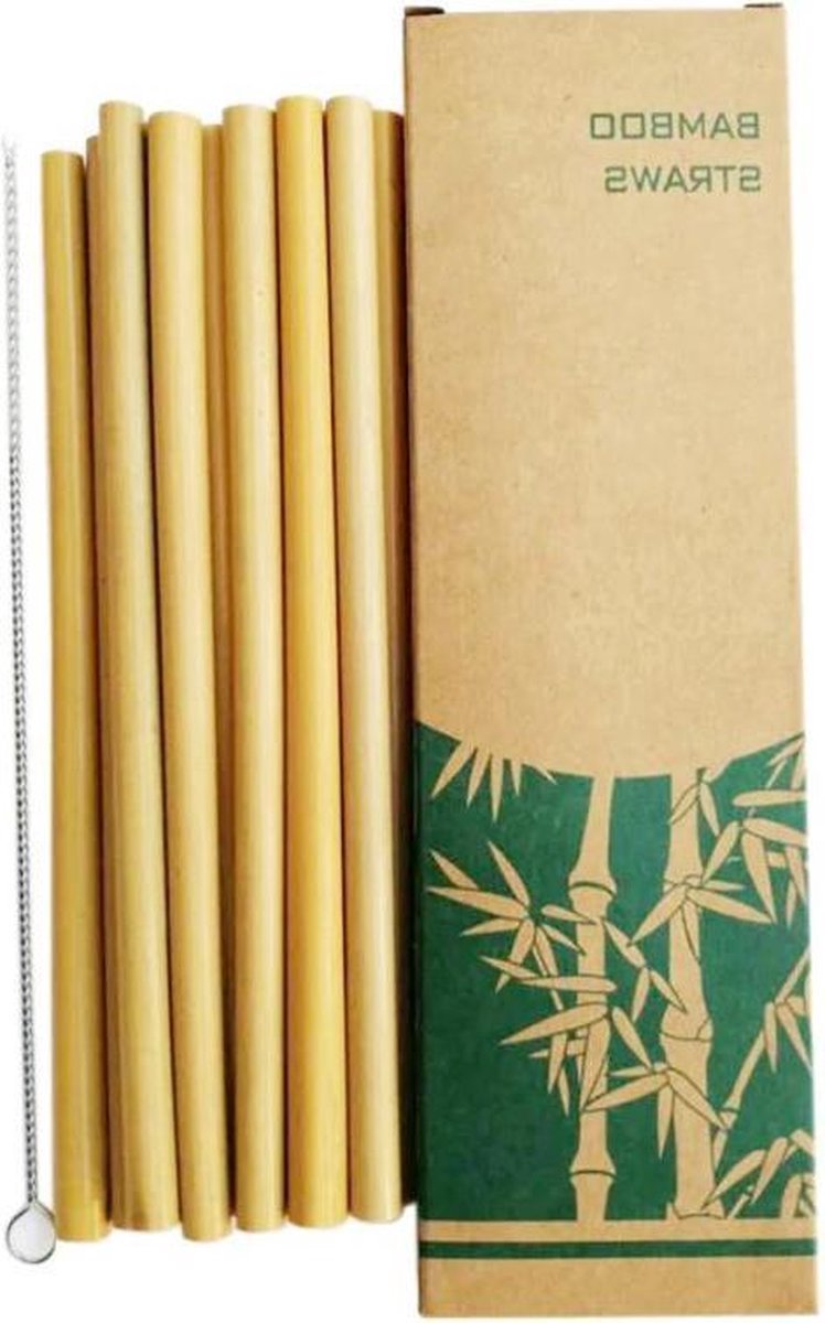 Scoby - Bamboe rietjes - Herbruikbare rietjes - Drinkrietjes - Bamboo Straws - Inclusief 2 schoonmaakborstels - 10 Stuks - 20CM - Natuurlijk