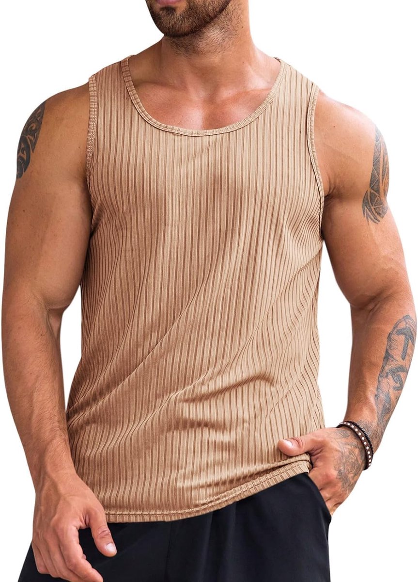 Tanktop voor heren, fitness, spiershirt, gym, okselshirts, workout
