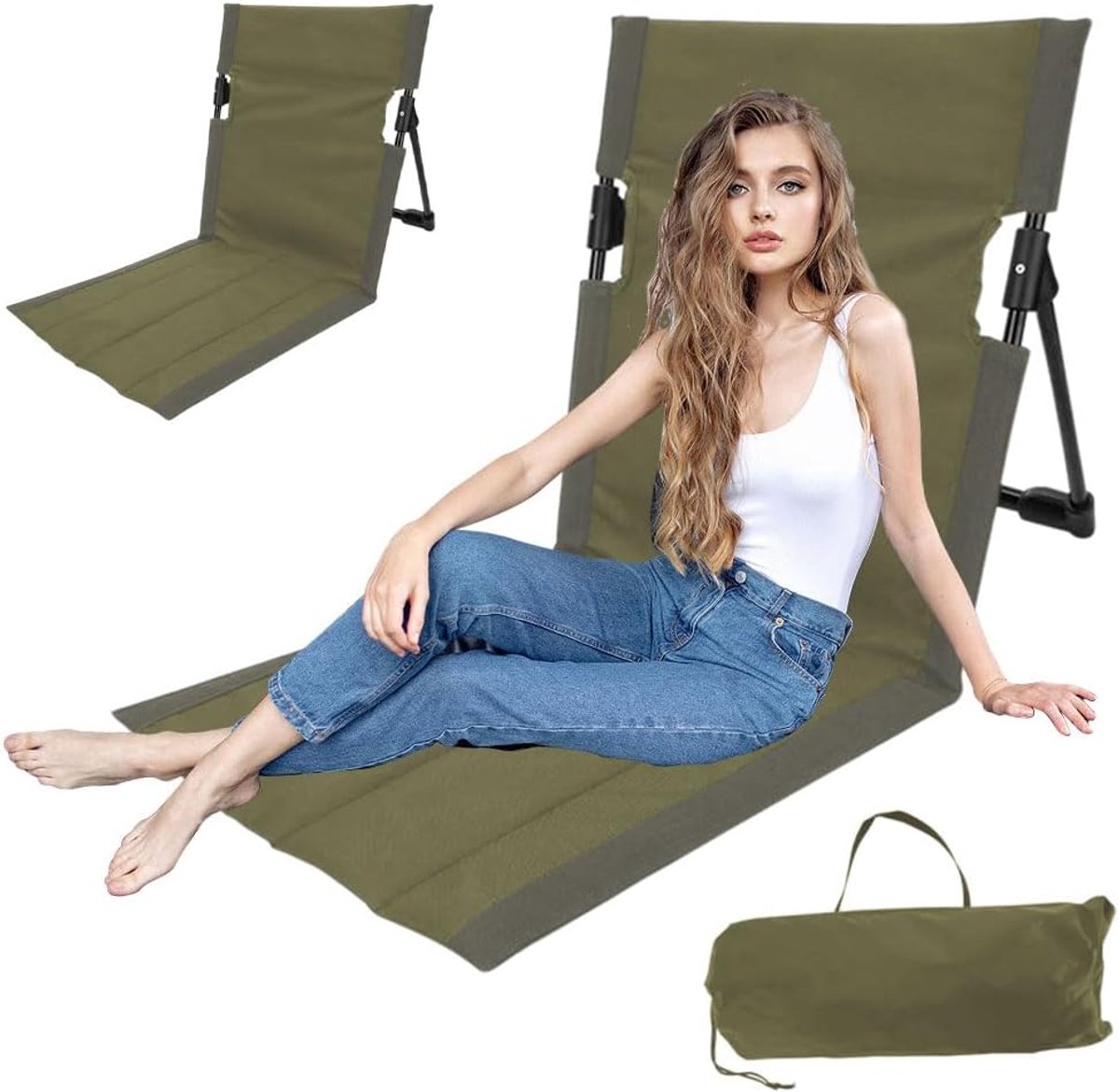 Strandstoel met rugleuning, zitkussen outdoor, visstoel, strandstoel
