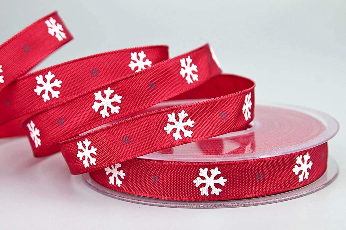 finmark decoratielint Let It Snow cadeaulint 15 mm lint met draad 1,5