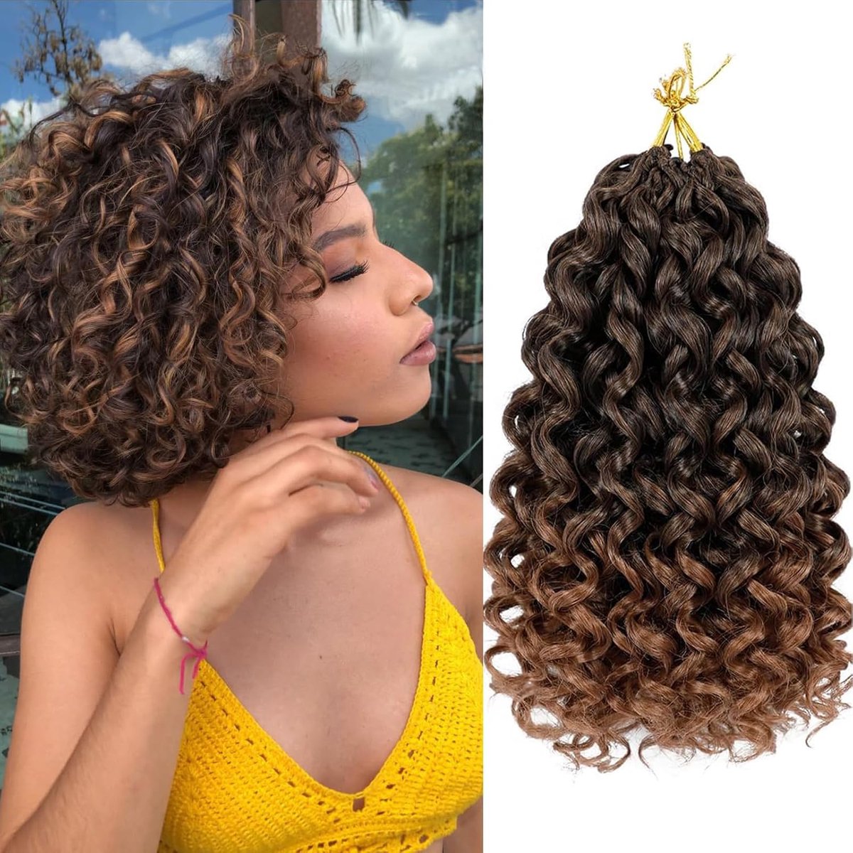 Curl Crochet Hair 8 Inch 8 Packs Ocean Deep Wave Crochet Braids Hair