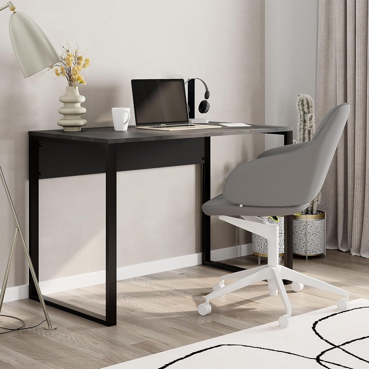 Picus Moderne Werktafel – 110 cm Industrieel Bureau met Zwart Metalen