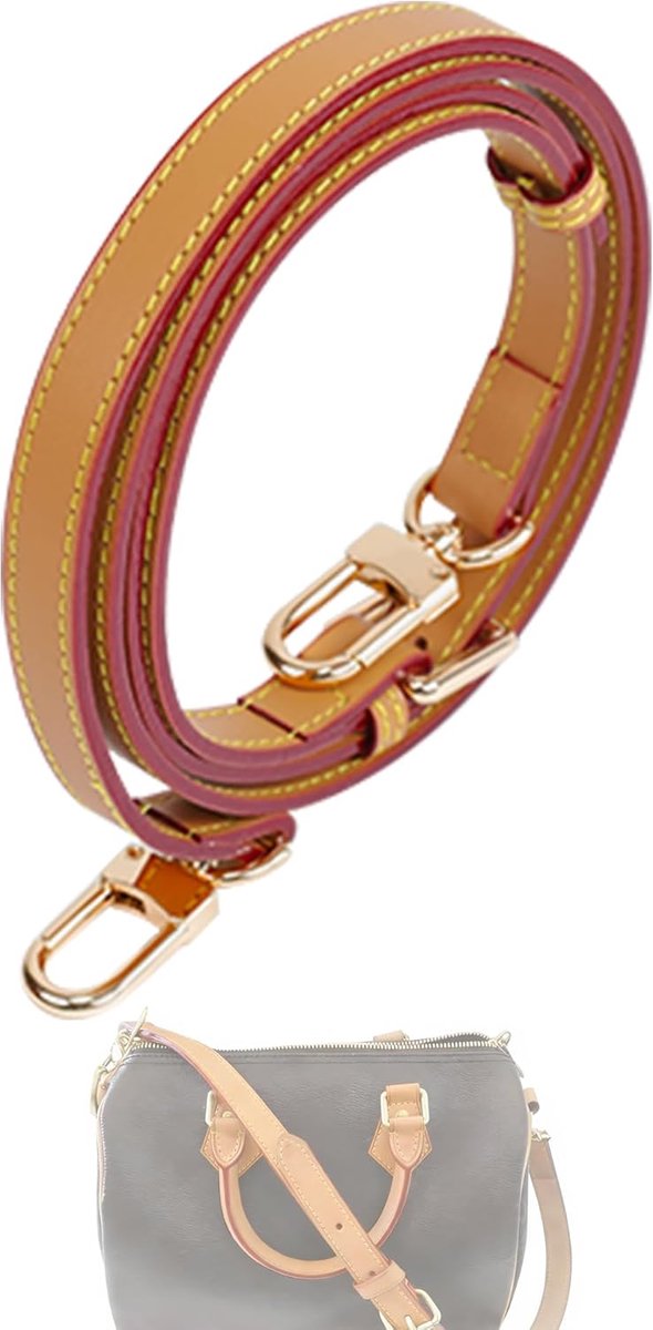 Vachetta Leather Handbag Crossbody Strap for LV Speedy with Gift Box, Handmade Leather Shoulder Strap, Adjustable Length 90-120 cm (1.2 cm Wide, Apricot Yellow)