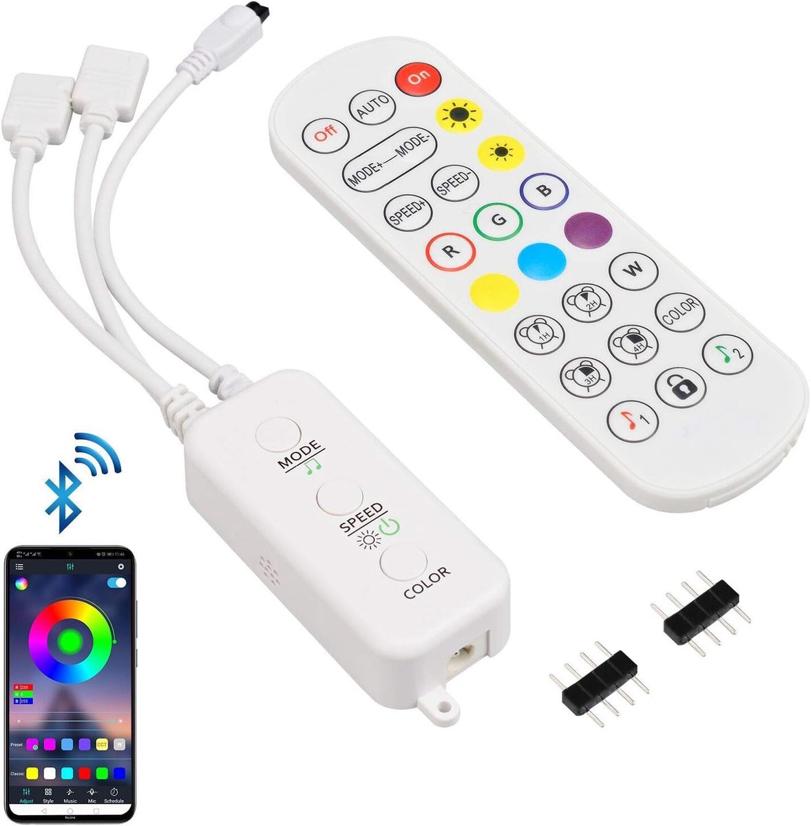 Bluetooth LED-stripcontroller met muziek-synchronisatie en app-besturing