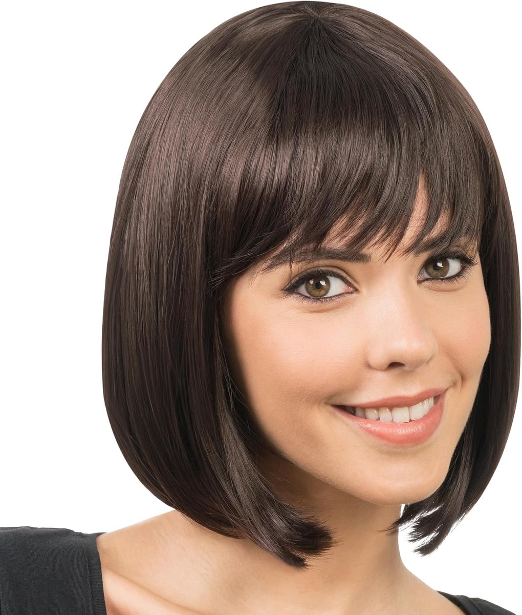 Bob pruik kort haar, kapsel gemaakt van synthetisch haar, 30 cm steil