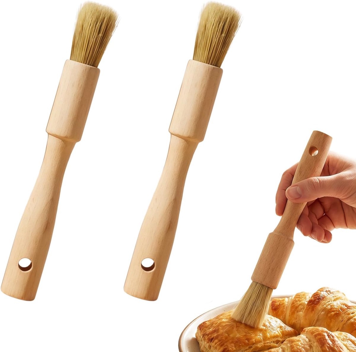 bakkwast met natuurlijke borstelharen, huishoudkwast rond