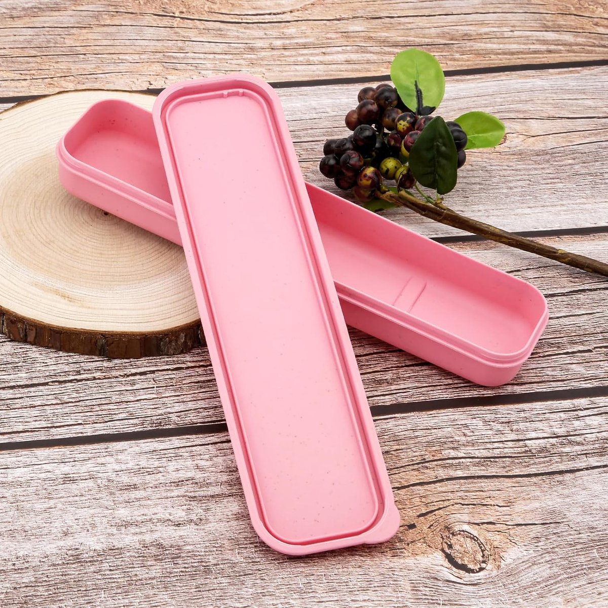 1Pcs Herbruikbare Gebruiksvoorwerpen Tarwe Stro Reizen Bestek Doos