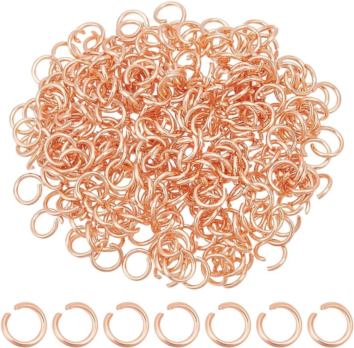 300Pcs Rvs Open Jump Ringen 5Mm Rose Gouden Jump Ringen Metalen O