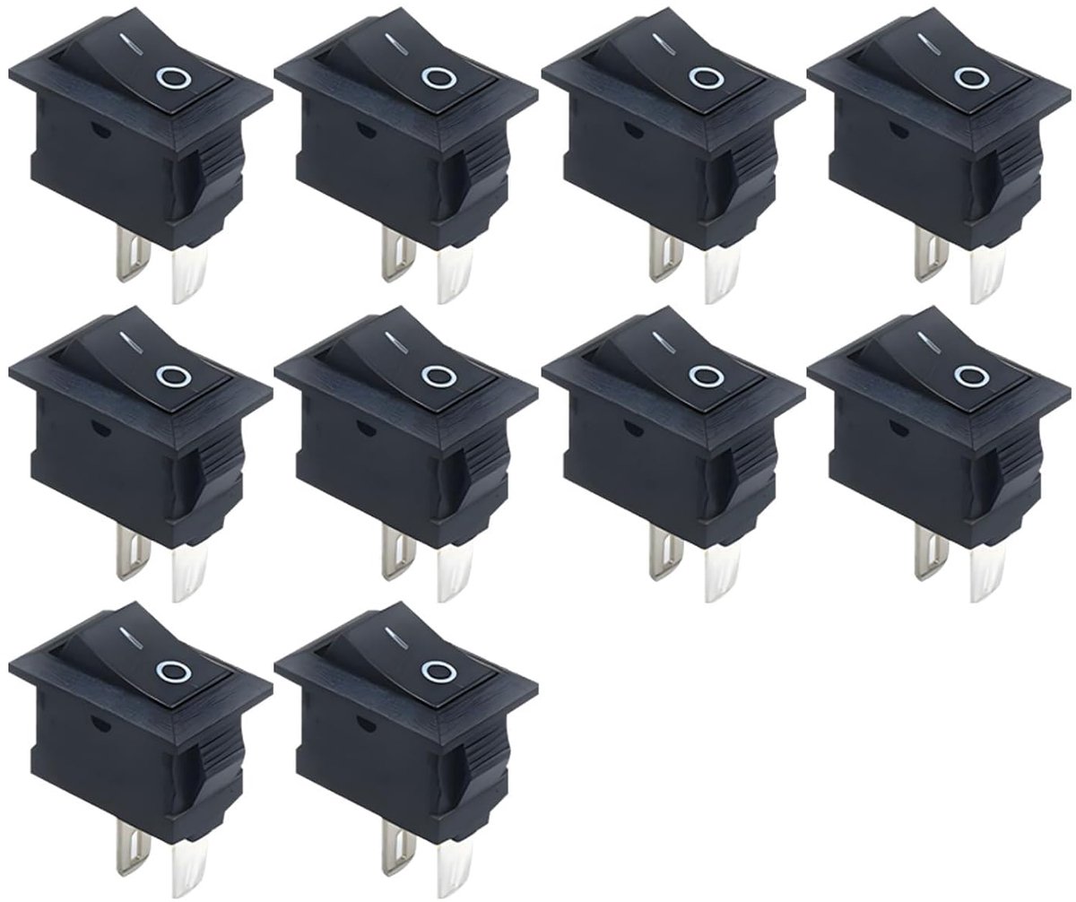 Schakelaar, mini schakelaar voor boot drukonderbreker voor ingebouwde auto vierkant zwart rechthoekig 2 pinnen 2 standen AAN/UIT 3A/250V voor auto boot apparatuur