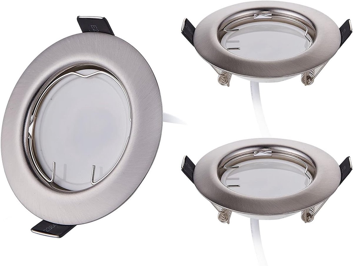 3x LED inbouwspot set, super vlak 3 W, aluminium 230 V, dimbaar, 55 mm montagegat, 120° lichthoek (warm wit 3000 K)