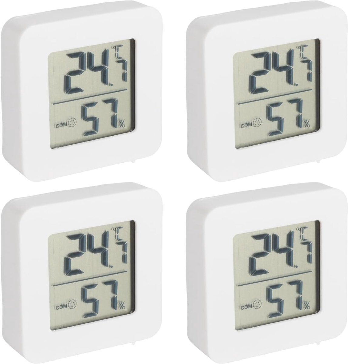thermometer LCD digitale hygrometer indoor thermo-hygrometer met zelfklevende achterkant, nauwkeurige temperatuur- en vochtigheidsmeter, compacte set van 4 thermometers, hygrometer voor babykamer