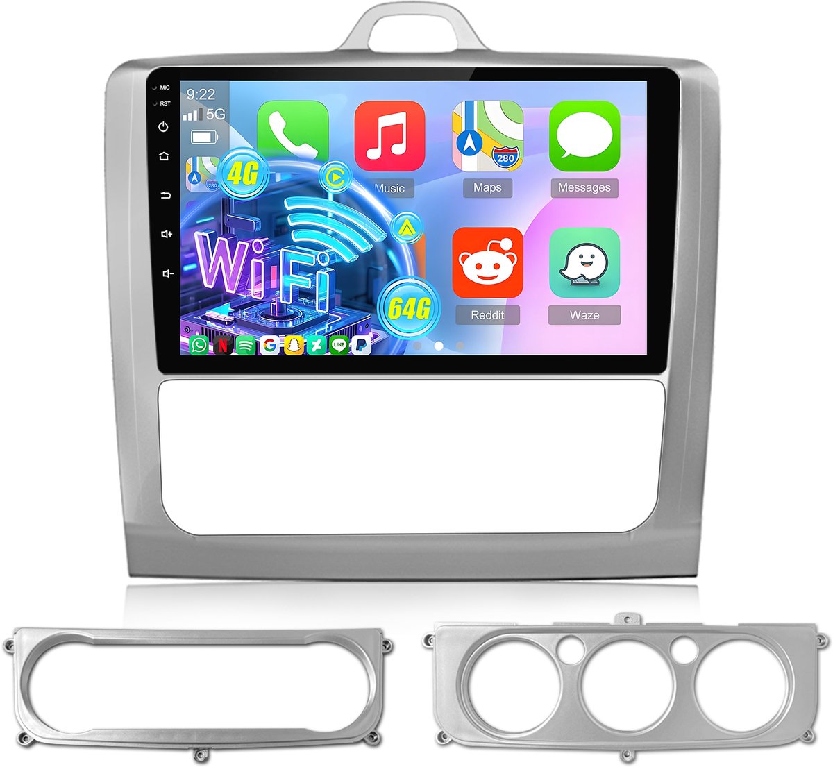Cestovet Autoradio - Geschikt voor Ford Focus II MK2 2004-2011 - Android 15 - 4+64GB -Carplay Bluetooth & Wifi - Met Navigatie - TypeC USB