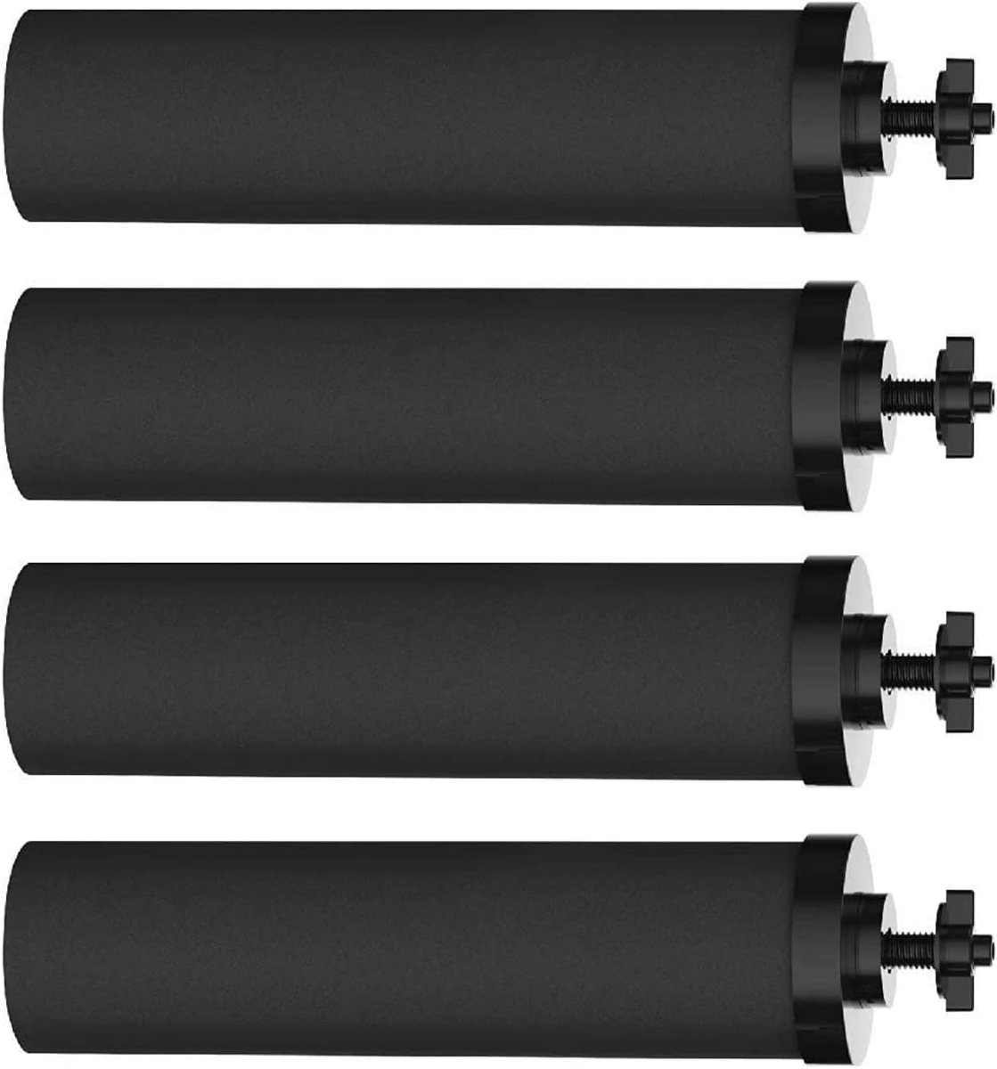 SnelShoppen - 4 Stuks Zwarte Waterfilters voor Waterzuiveraar - Vervangingsfilters voor Huishoudelijke Wateremmers - Actieve Koolstof van Kokosnoot -