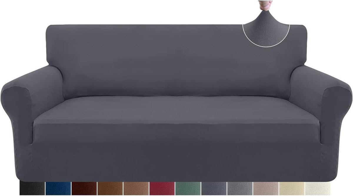 Superzachte Spandex Sofa Cover voor 3-Zitsbank - Ideaal voor Honden en Huisdieren, Elastische Onderkant, Grijs