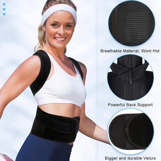 Houdingcorrectie en rugsteun voor een gezonde rug, verstelbare schouderbandage, ademend en comfortabel — afbeelding 3