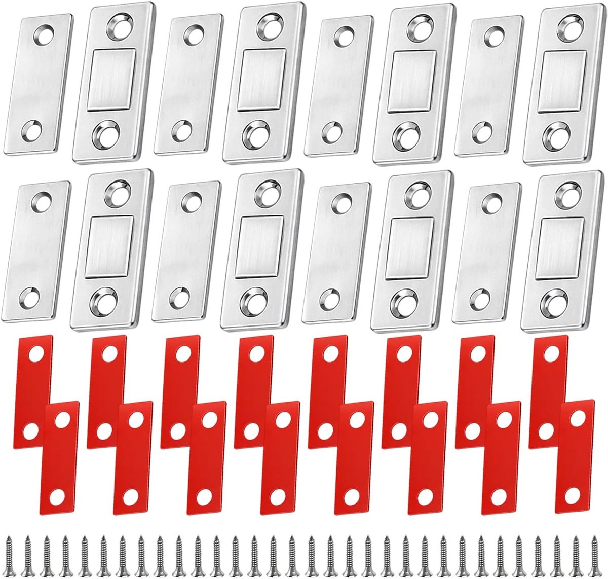 SnelShoppen - 8 stuks kastmagneten, ultra dunne magneetsluitingen voor kastdeuren, laden, schuifdeuren - sterke zelfklevende magneet - zilver, slijtva