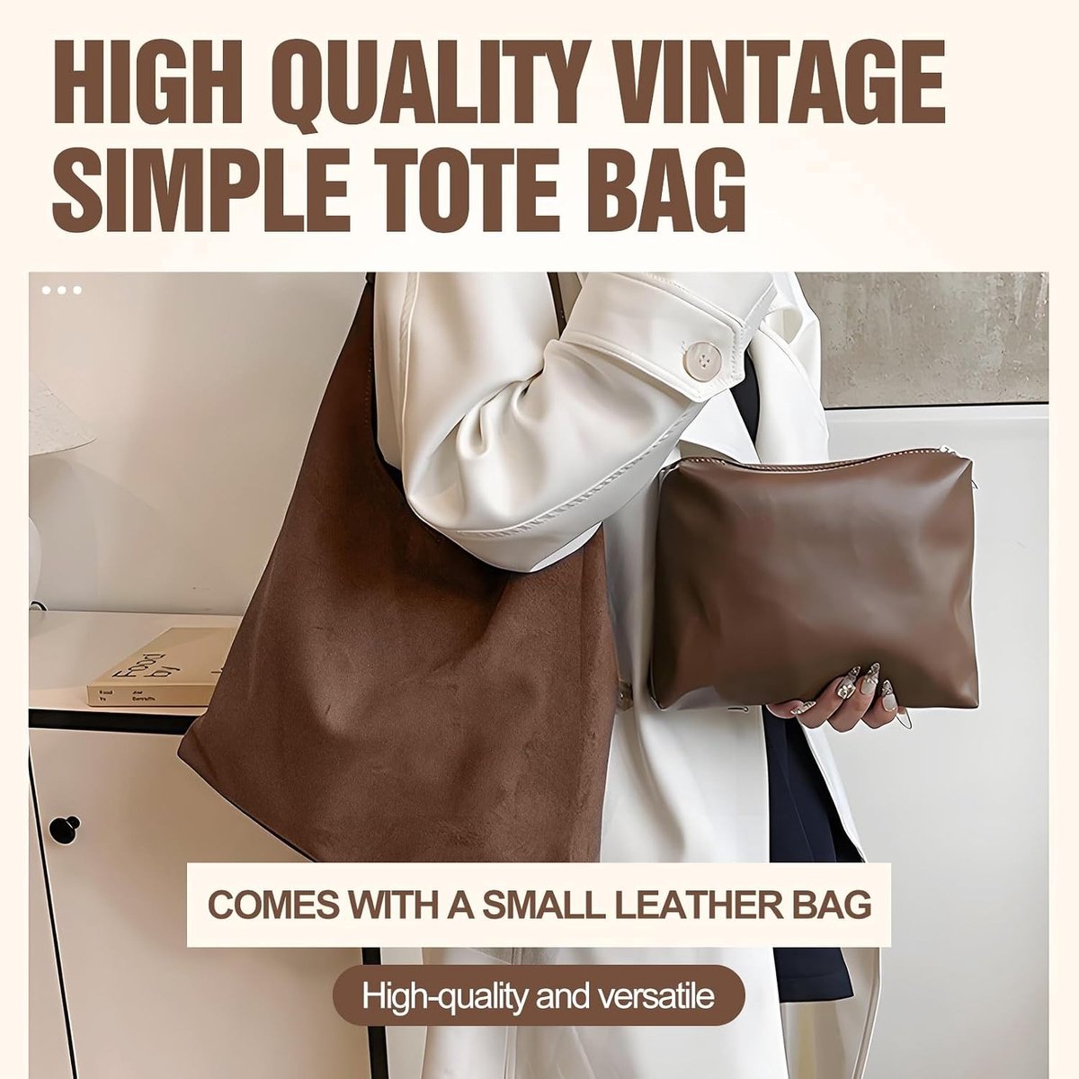 Ruime Suède Tote Bag en Handtas voor Vrouwen, Perfect als Shopper, Hobo en Schoudertas voor Universiteit en Dagelijks Gebruik