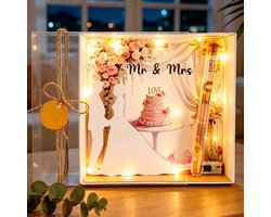 Idées cadeaux de mariage, boîte cadeau pour argent avec guirlande lumineuse LED, éprouvette et décoration de mariage pour les mariés
