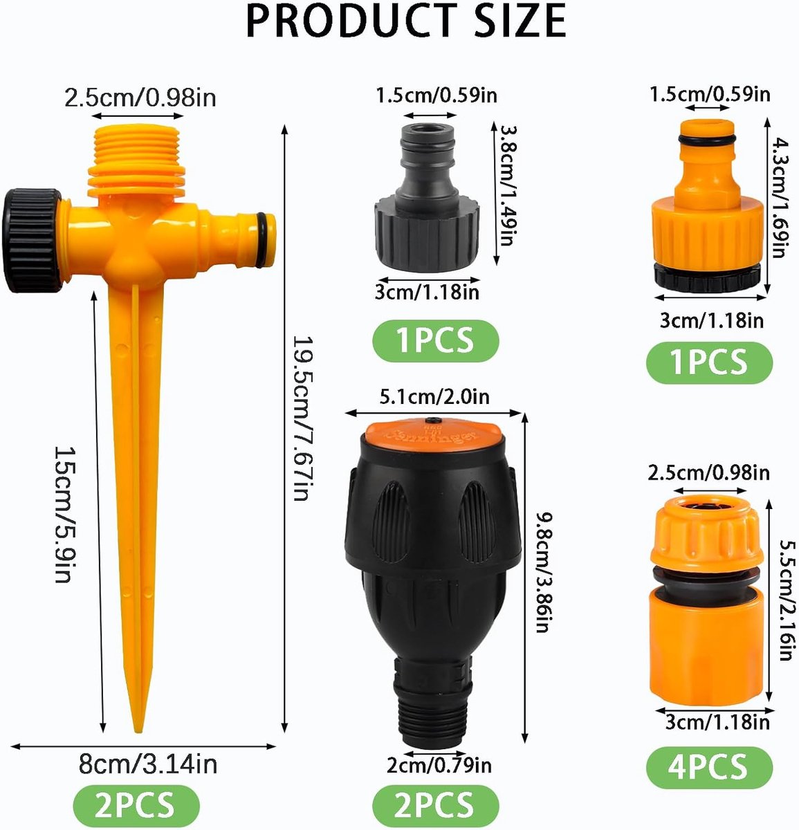 SnelShoppen - Tuin Sprinkler Set 360 Graden Rotatie Automatische Tuin Irrigatie met 1/2 Inch Slang Aansluiting, Boven Grond Irrigatie voor Groentetuin