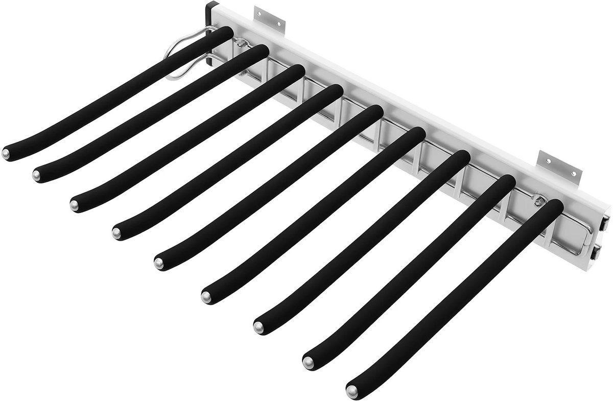 Atlasyx kledingrek - Boekenrek - Broekhanger - Kast organizer - Kleding organizer - Uittreksysteem - Linkerkant - 46x33 cm - Zwart