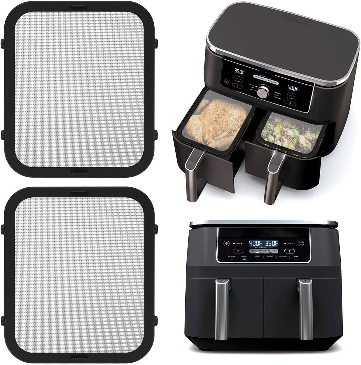 Set van 2 Magnetische Spatbeschermers Hittebestendig Sterke Hechting Roestvrijstalen Deksel voor Airfryer Geschikt voor Modellen en Keukentoepassingen
