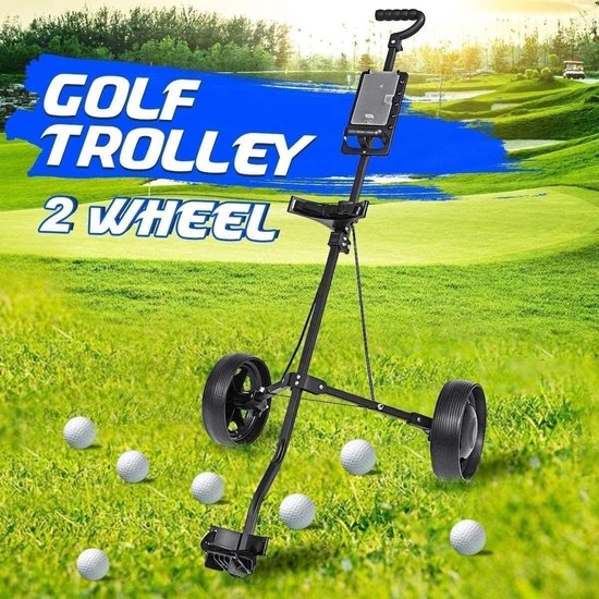 Golf Trolley - Golf Caddy - Golfen Lopen - Opvouwbaar Met Rem - 2 Wielen - Zwart van GOLF — afbeelding 2
