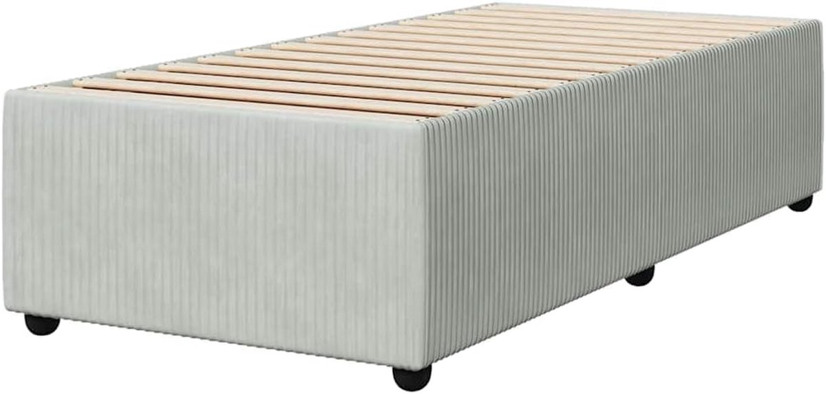 Eenpersoons Bedframe - Bed ombouw Boxspring - Ontspannen Slapen - Zachte Fluweel Stof - 80x200 cm - Lichtgrijs