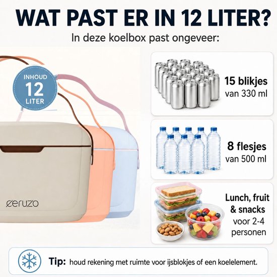 Ceruzo Koelbox 12 Liter - Taupebruin - Verstelbare Draagriem van Ceruzo — afbeelding 5