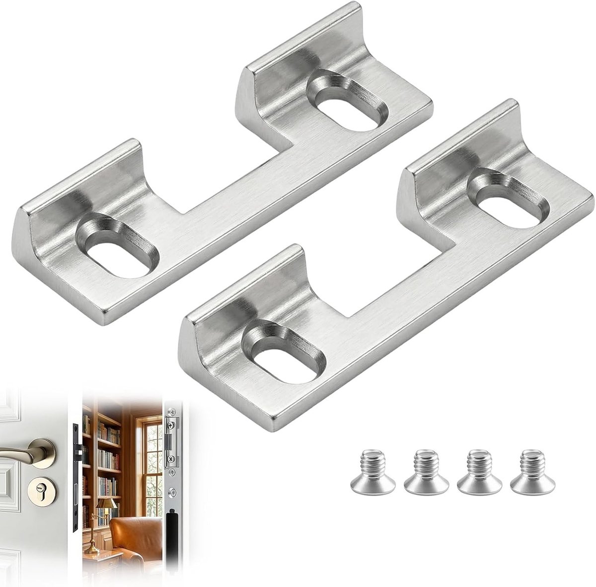 Vervangstukken voor sluitplaten 46 x 14,4 x 9 mm - verstelbare sluitplaten van gegoten zink voor deuropeners, 2 stuks