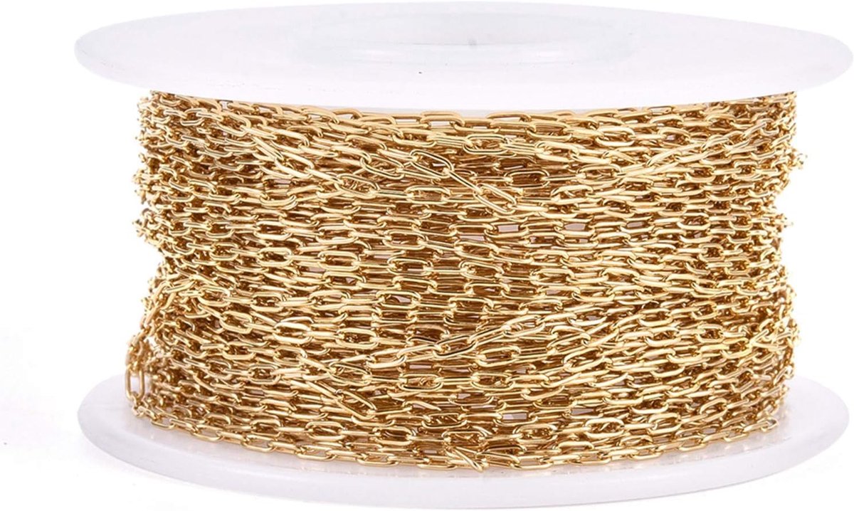 304 roestvrij staal gouden paperclip ketting gesoldeerde platte ovale rechthoek ketting armband kabel ketting link voor punk sieraden ambachten maken