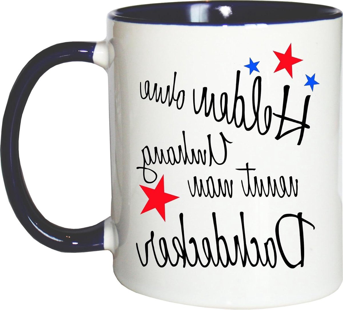 Koffiemok Dakdekker - Beker Mok - Koffie Drinken - Vaatwasmachinebestendig - 330 ml - Wit-Blauw