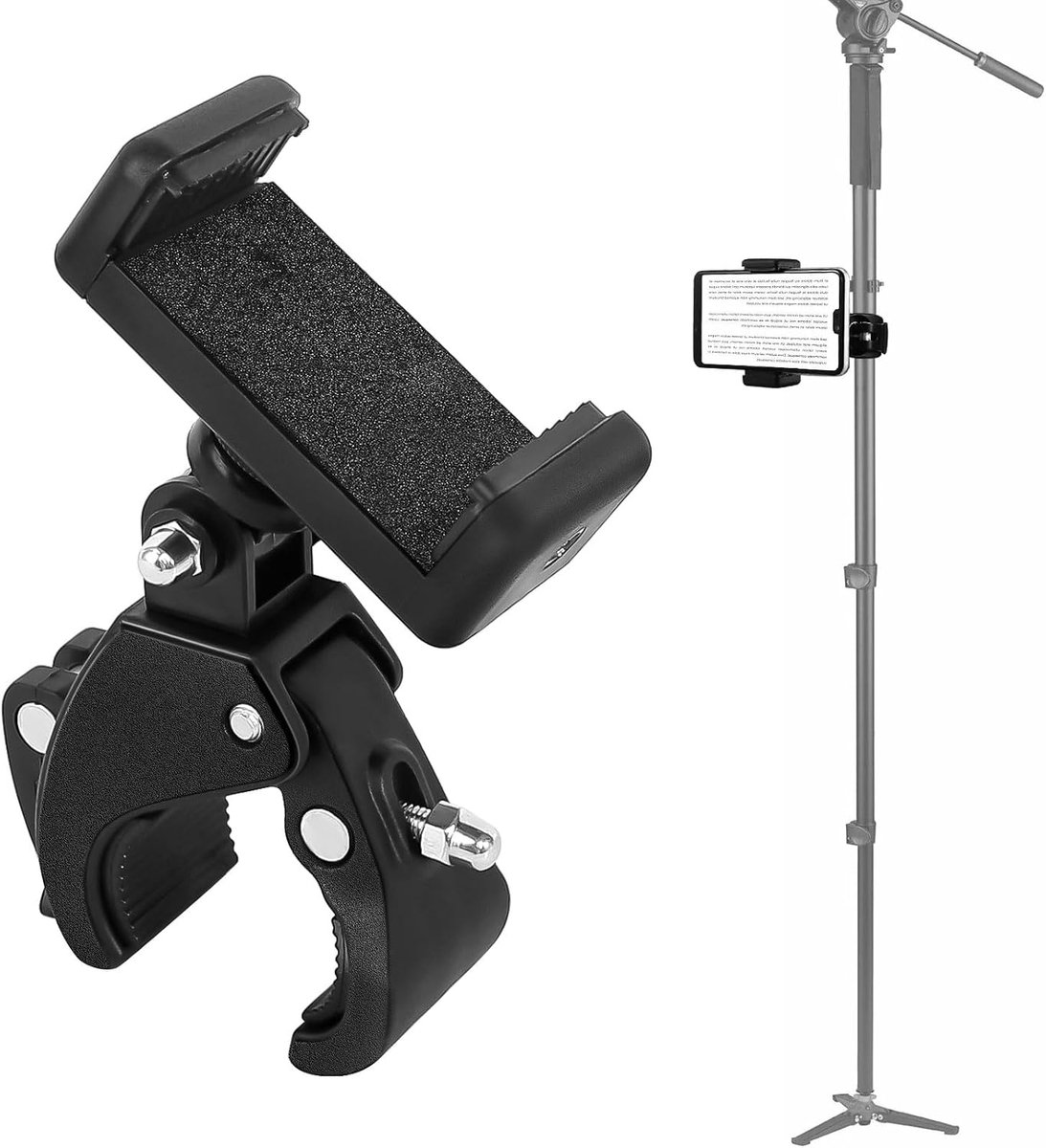 Houder voor mobiele telefoon, 360 graden draaibaar, microfoonhouder, motorhouder voor de meeste mobiele telefoons