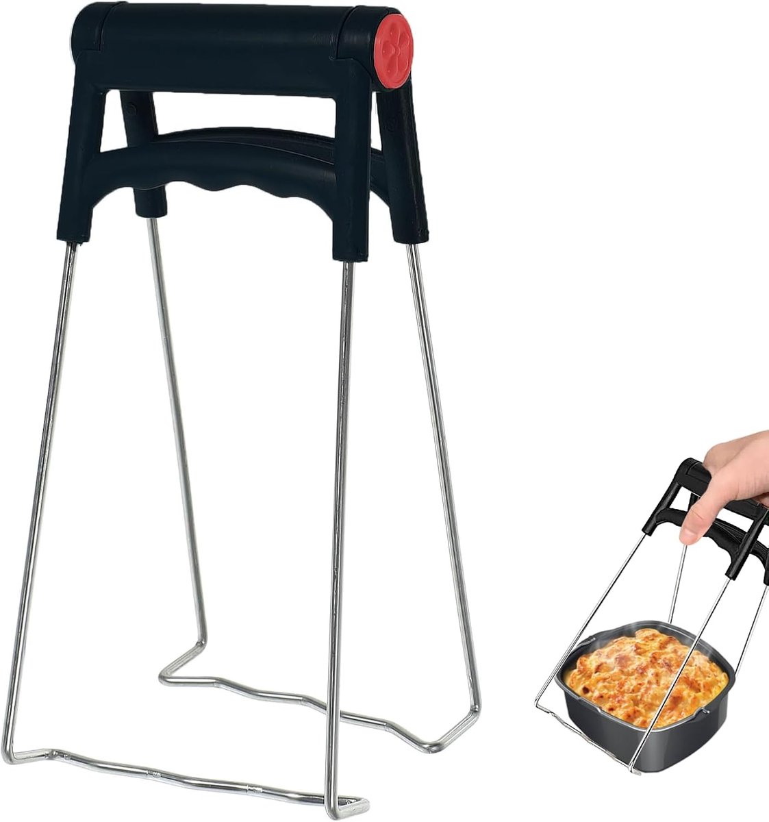 grijptang, tang voor heteluchtfriteuse en oven, veilige grijper met antislip handgreep, voor warme kommen en potten, zwarte schalen en bakplaten voor steamer air fryer oven