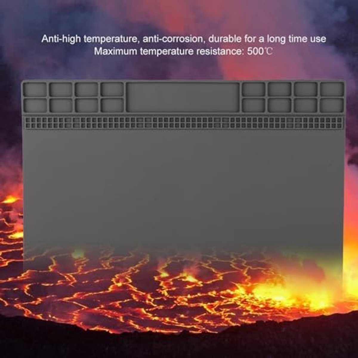 350 mm × 250 mm grote soldeermat antistatische siliconen pad 500 °C warmte-isolatie werkstation pad voor BGA-soldeerbout elektronica PC Smartphones onderhoudsplatform (grijs)