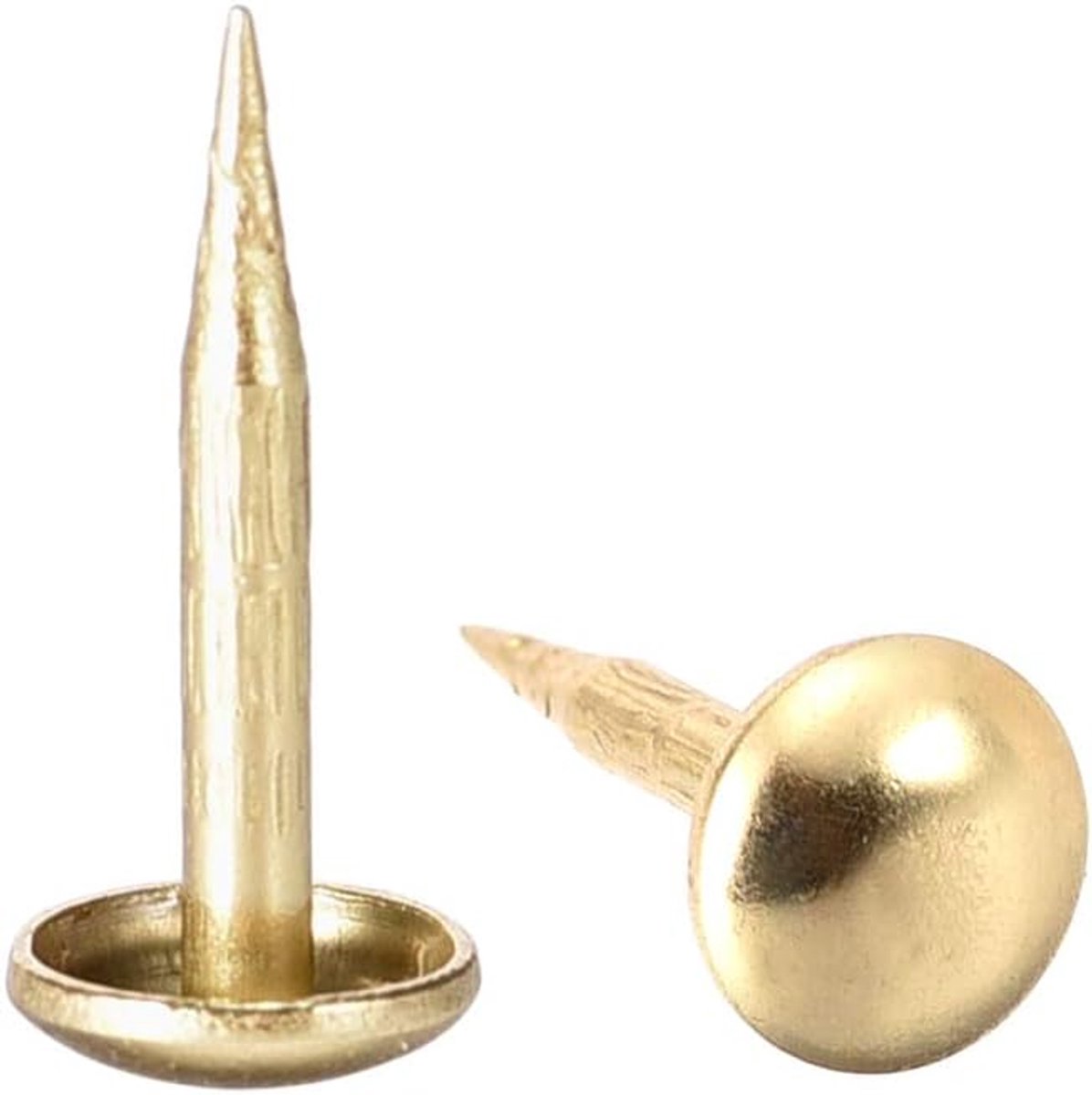 sourcing map Bekleding nagels tacks 6 mm diameter 10 mm hoogte ronde duim push pins gouden tint voor meubels bank hoofdplanken, 50 stuks