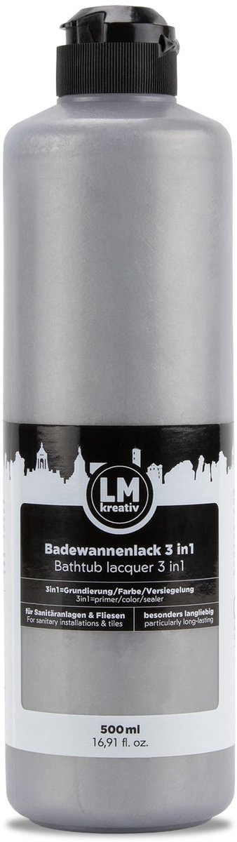 LM-Kreativ 3 in 1 2K lak voor badkuip en tegels - 500 ml - zilver hoogglans chroom effect