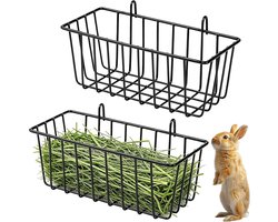 Set van 2 Hooi Schalen voor Konijnen en Cavia's, Voederbak met Haak, Accessoires voor Kleine Dieren en Huisdieren