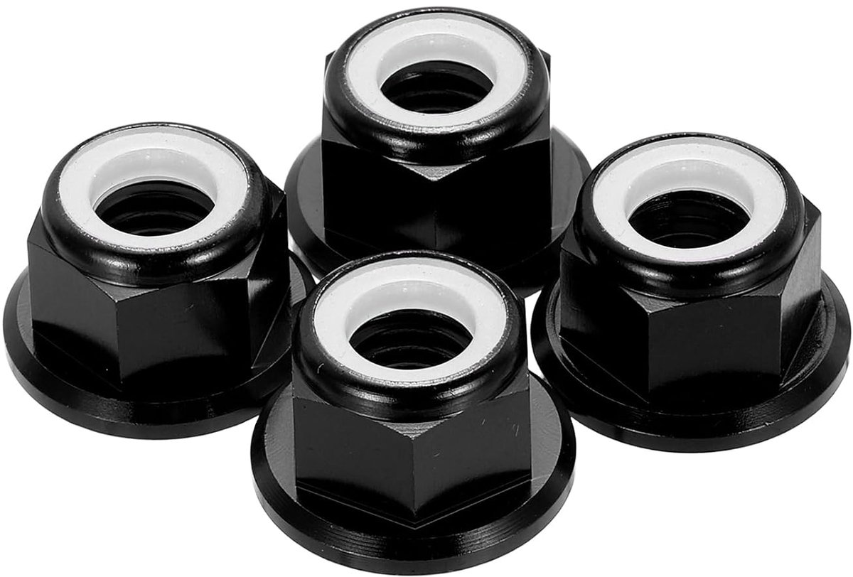 4 stuks M8 helling 1,25 mm aluminiumlegering borgmoer bandmoer met nylon inzetstuk met vertanding voor RC drone quadrocopter motor prop adapter FPV onderdelen zwart