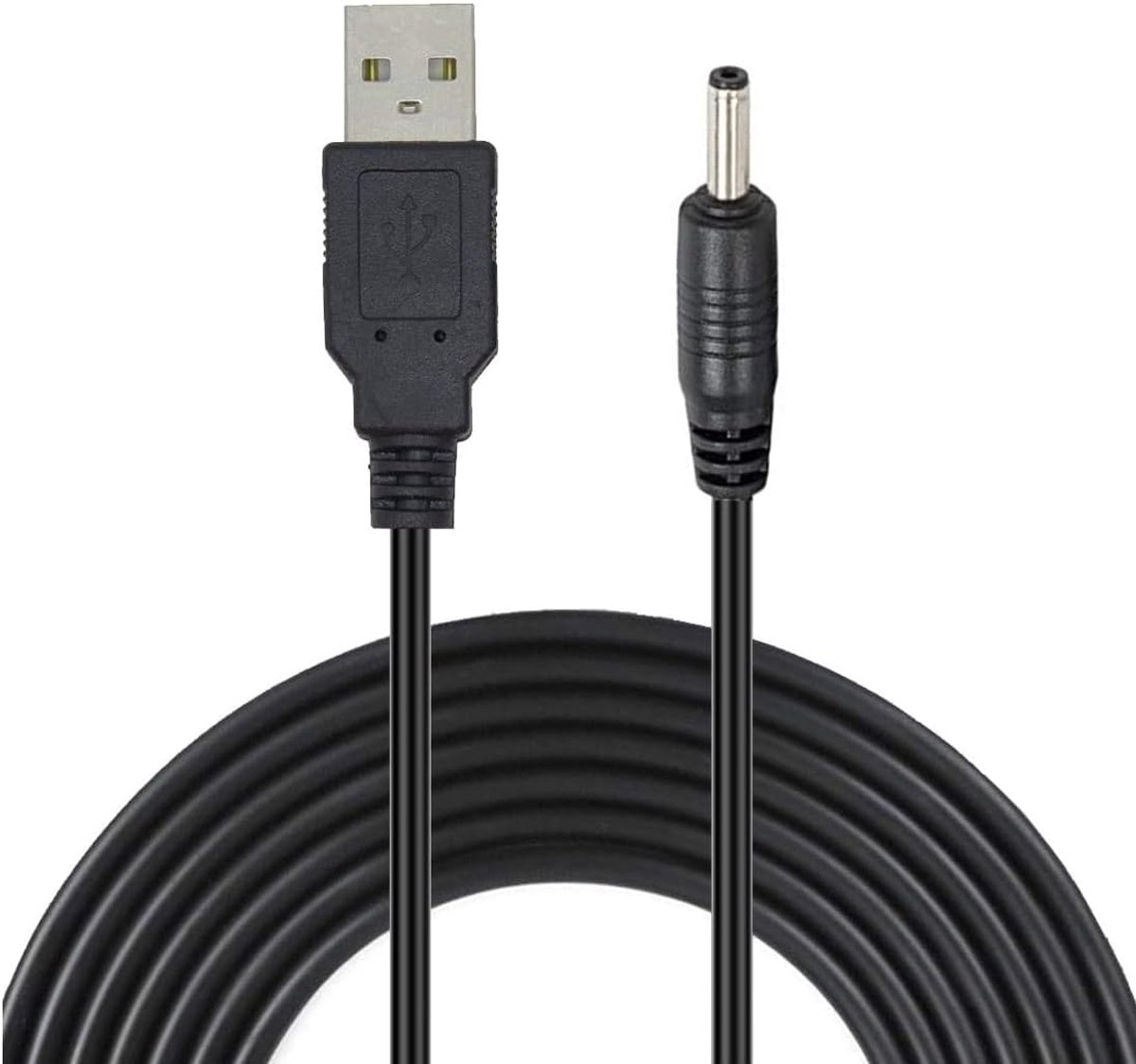 USB-gelijkstroomkabel, gelijkstroomverlengkabel, 5 V, 500 mA, gelijkstroom, 3,5 mm x 1,35 mm, geschikt voor PDA, Pocket PC, mobiele telefoons enz., zwart, 80 cm