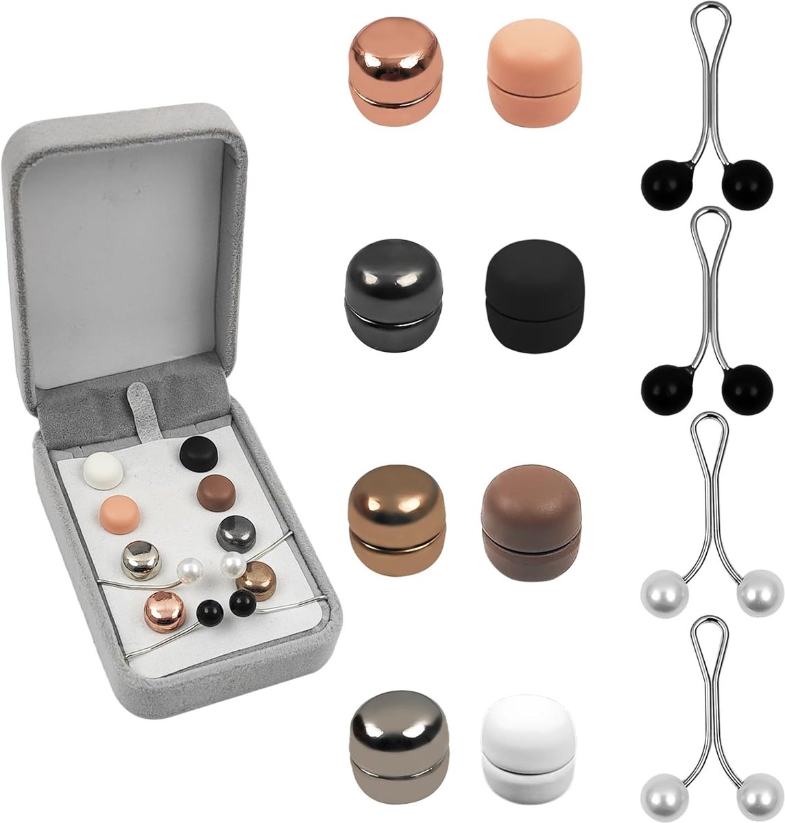 12 stuks Hijab magneetpins, rond, dubbelzijdig hijab magneet, sterke pinless, 4 stuks hijab hoofddoeknaalden, hijab pinnen broche magnetische clip voor molin vrouwen, armhouder dames