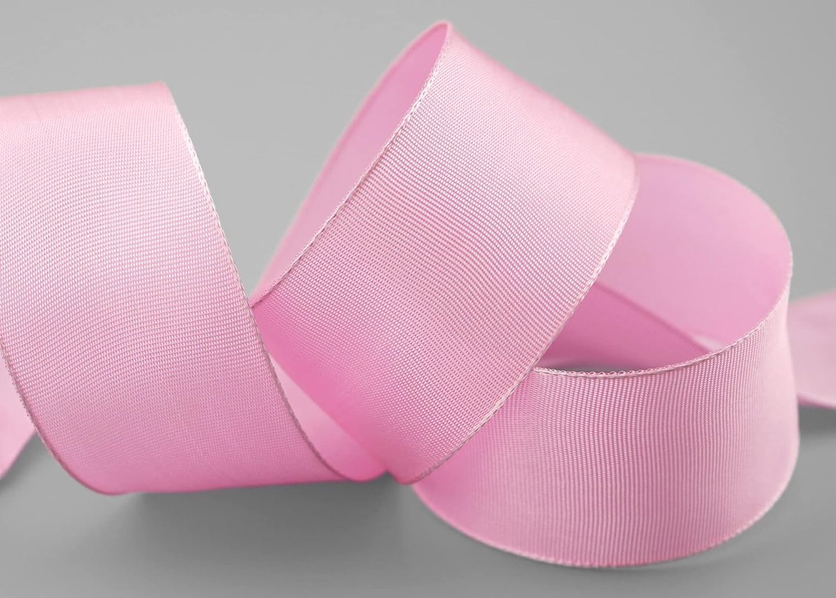 25 m x 40 mm draadrandband LEO ROSA (604) decoratielint met draadranden, eenkleurig, cadeaulint, lichtroze, stoffen lint, visco draad van hernieuwbare grondstoffen, biologisch afbreekbaar