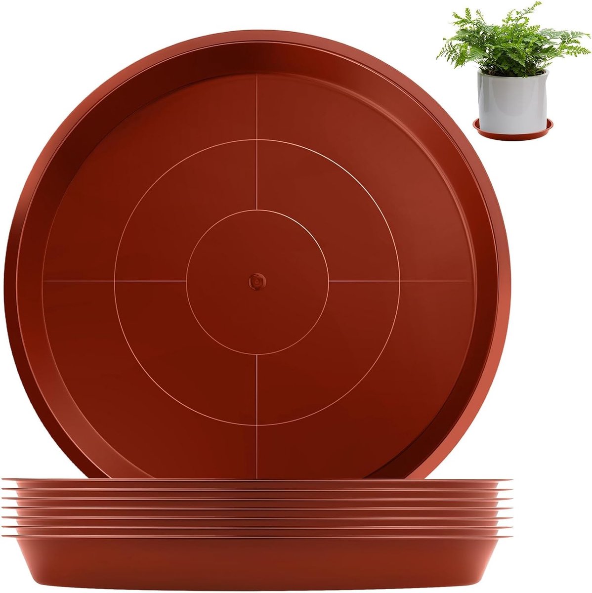 8 stuks Ronde Onderzetters Voor Bloempotten 26 Cm, Potonderzetters Voor Planten, Roodbruin, Kunststof Plantenonderzetters Voor Binnen- En Buiten Gebruik